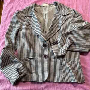 Forever 21 Striped Collar Gray Jacket